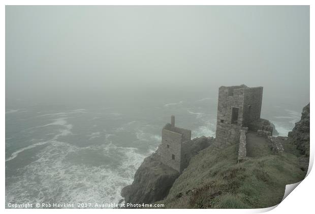 Botallack in the mist  Print by Rob Hawkins