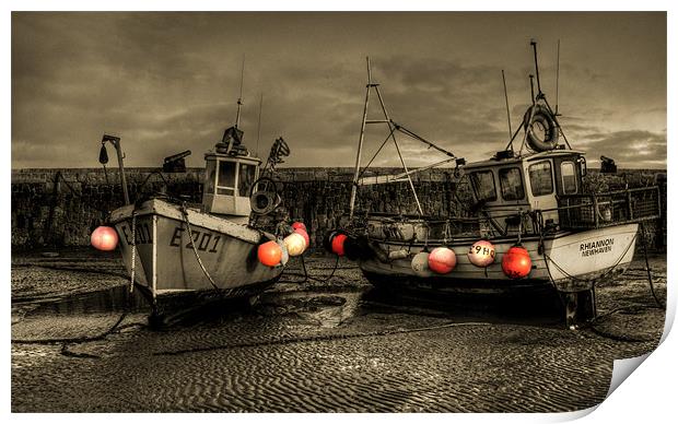 Fishing Boats at Lyme Regis Print by Rob Hawkins
