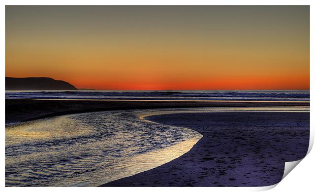 Sunset at Woolacombe Print by Rob Hawkins