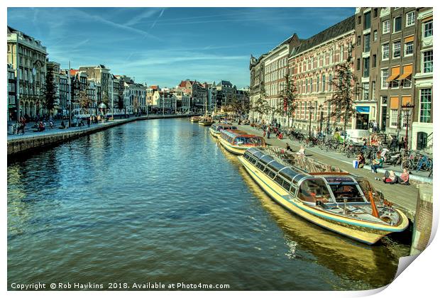Amsterdam City Boats  Print by Rob Hawkins
