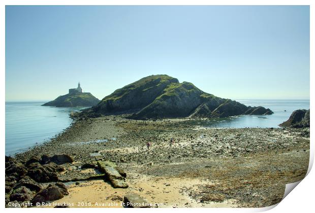 Mumbles Lighthouse Print by Rob Hawkins