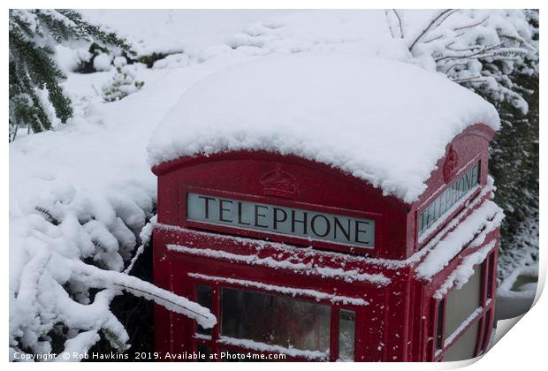 Phone Box in the Snow  Print by Rob Hawkins
