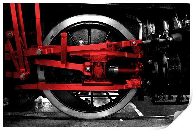 Red wheel of steel Print by Rob Hawkins