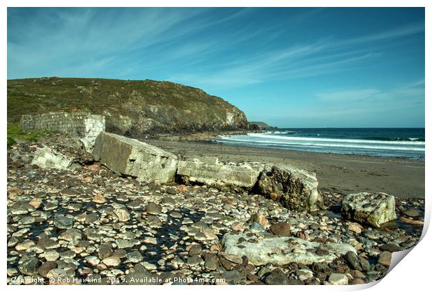 Kennack sands tank wall  Print by Rob Hawkins