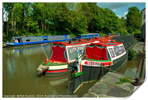 Narrowboats at Devizes Print by Rob Hawkins