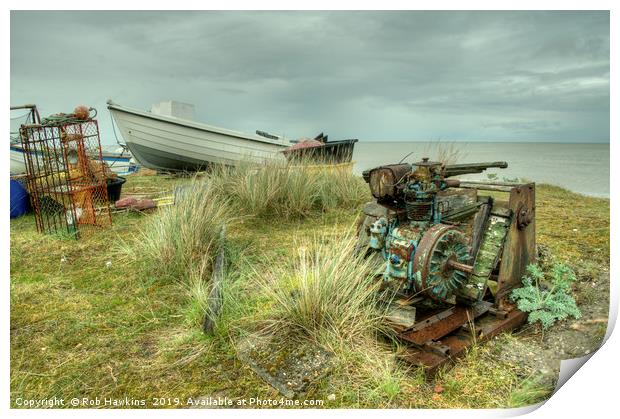 Sizewell Boat Winch  Print by Rob Hawkins