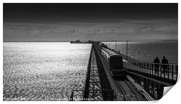 Southend Pier in mono  Print by Rob Hawkins