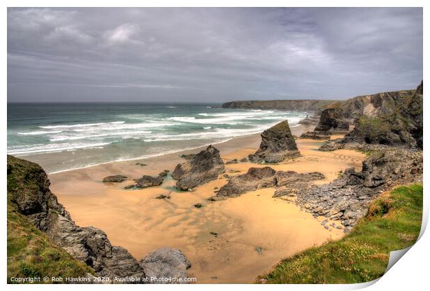 Bedruthan Seascape Print by Rob Hawkins