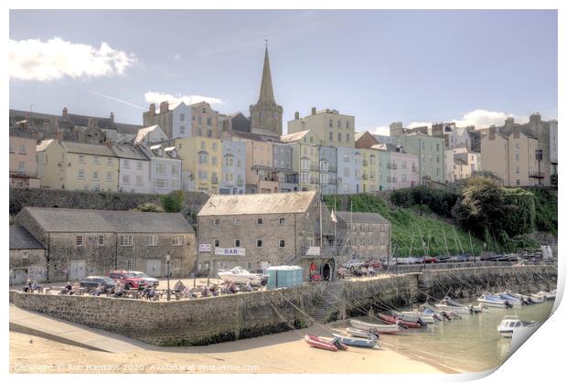 The Pastel Shades of Tenby  Print by Rob Hawkins
