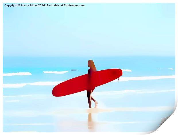 Red Surfboard  Print by Alexia Miles