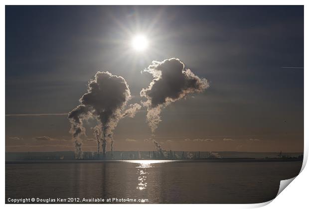 Sunlight on Grangemouth Oil Refinery Print by Douglas Kerr