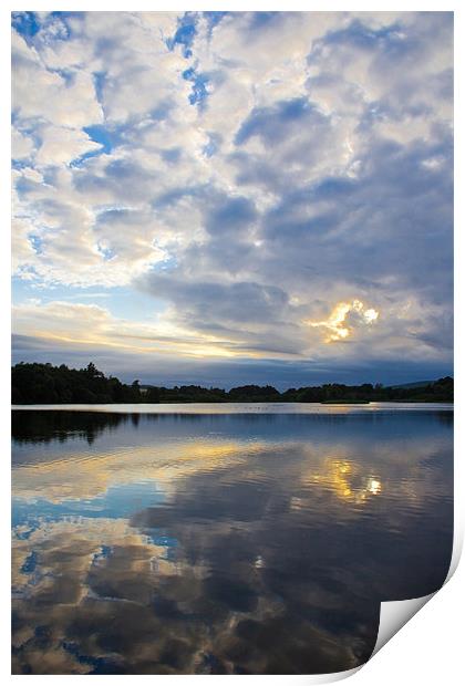 Sunset over Balgavies Loch, Forfar, Angus Print by Douglas Kerr