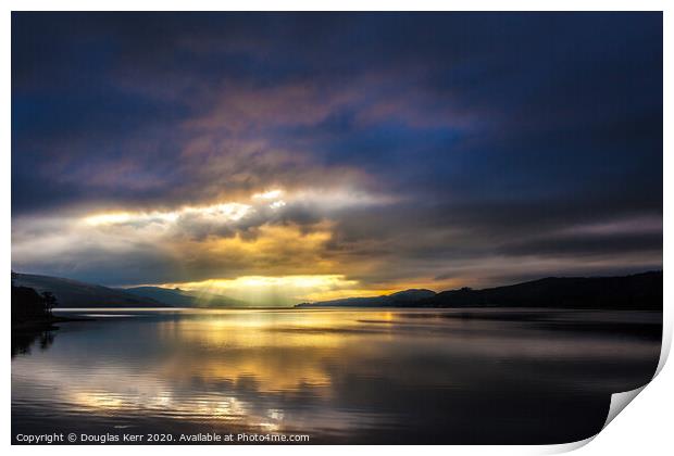Sunset on Loch Fyne Print by Douglas Kerr