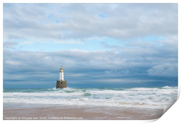 Rattray Head Lighthouse, Peterhead, wide view. Print by Douglas Kerr