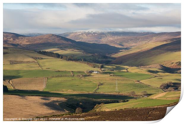 Blairno from White Caterthun, Lethnot, Angus. Print by Douglas Kerr