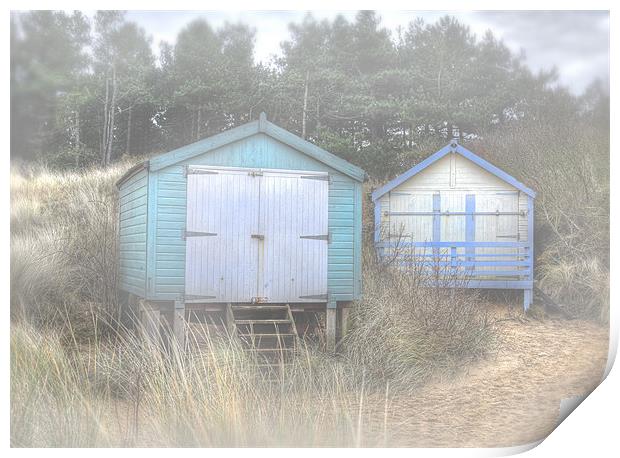 Pastel Beach-huts Print by Mike Sherman Photog
