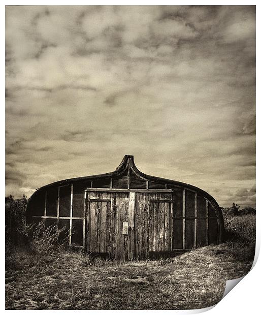 Boat Shed Holy Island Print by Mike Sherman Photog