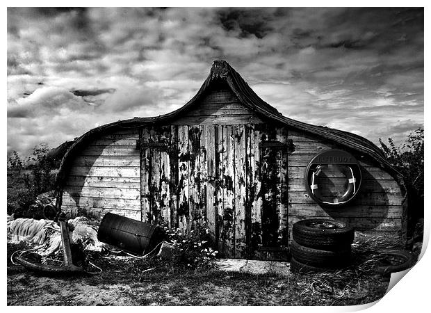 Boat Shed, Holy Island Print by Mike Sherman Photog
