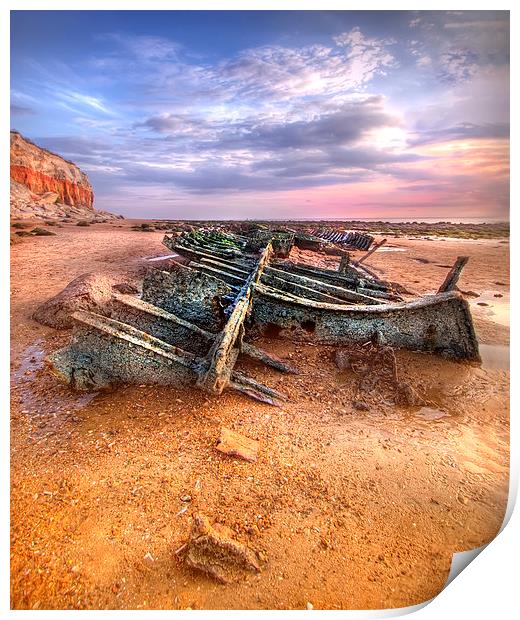 Shipwreck on Hunstanton Beach Print by Mike Sherman Photog