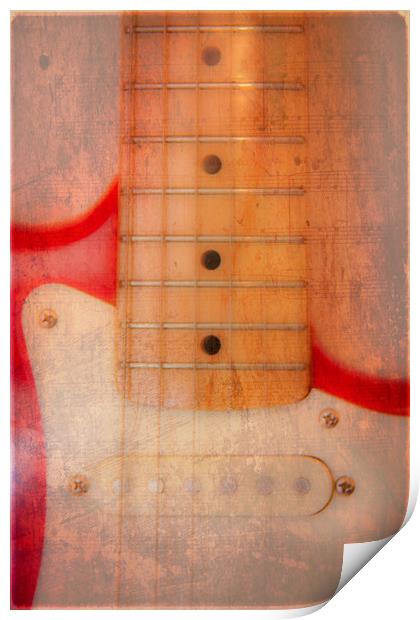 Textured Guitar two Print by Mike Sherman Photog