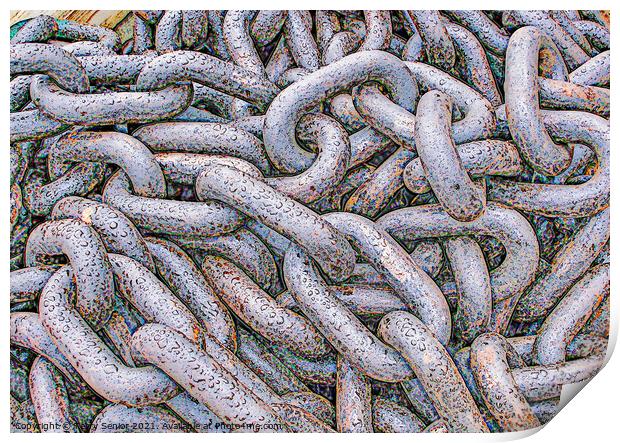Abstract Anchor Chain showing signs of rust due to Print by Terry Senior