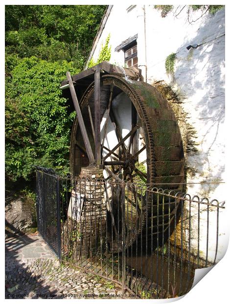 Crumplehorn Mill waterwheel Polperro Print by Terry Senior