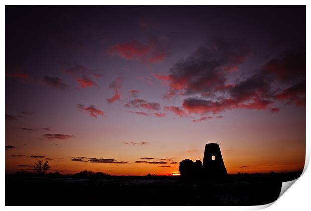 Sunset at St Benets Abbey, Norfolk Print by Paul Macro