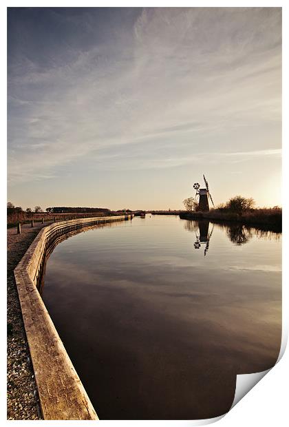 Perfect Reflections at Turf Fen Mill Print by Paul Macro