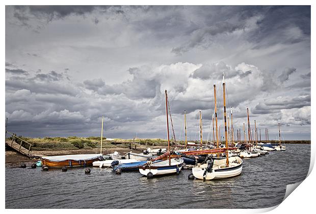 Boats in Morston Quay Harbour Print by Paul Macro