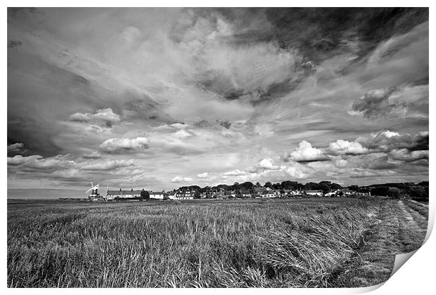 Big Skies over Cley Windmill Mono Print by Paul Macro