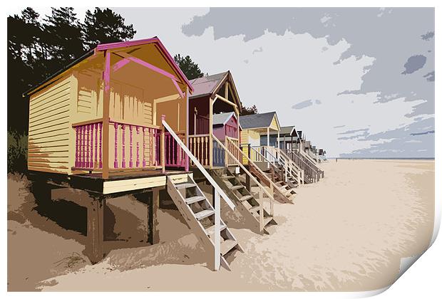 Wells Beach Huts Poster Effect Print by Paul Macro