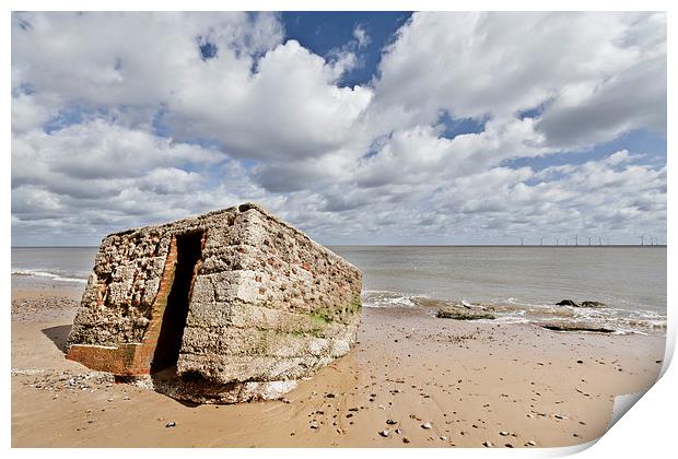 Beached Pillbox in Caister Print by Paul Macro
