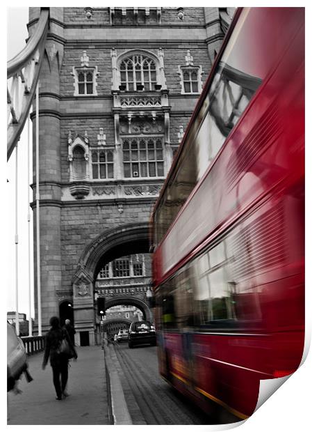 London Bus on Tower Bridge Print by Paul Macro
