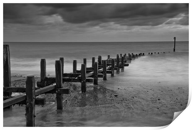 Overstrand Groynes Print by Paul Macro