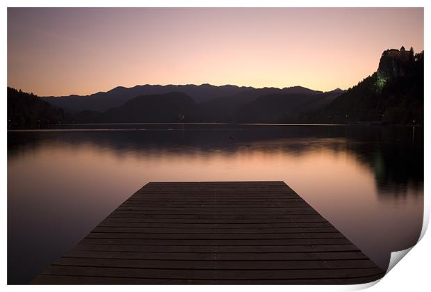 Lake Bled at sunset Print by Ian Middleton