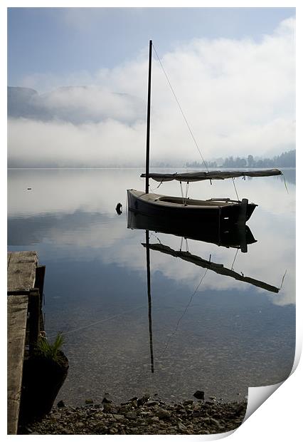 Misty morning on Lake Bohinj Print by Ian Middleton