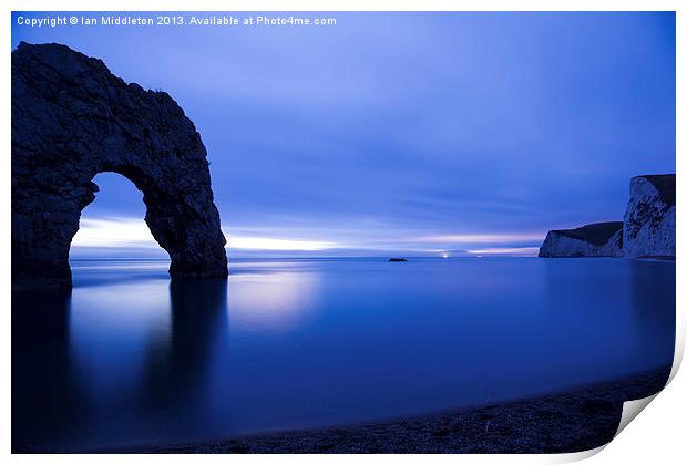 Durdle Door at Dusk Print by Ian Middleton