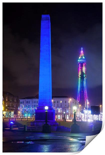 Blackpool Tower at night Print by Ian Middleton