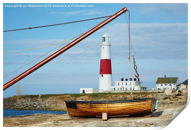 A different view of Portland Bill lighthouse Print by Ian Middleton
