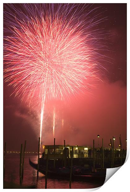 Fireworks in Venice Print by Ian Middleton