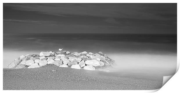 Beach at Nice in Black and White Print by Ian Middleton