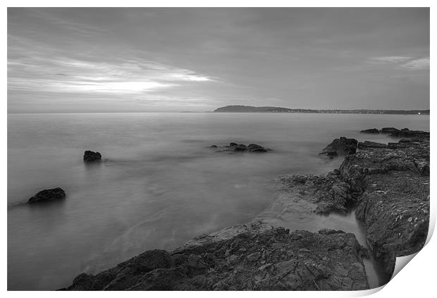 Dusk on the Adriatic sea in Black and White Print by Ian Middleton