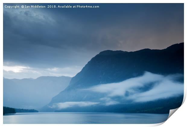 Moody Lake Bohinj Print by Ian Middleton