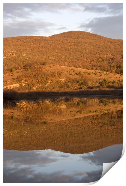 Landscape perfectly reflected in Palsko lake Print by Ian Middleton