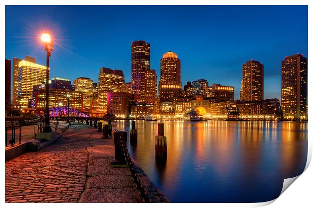 Boston harbor evening view Print by Sergey Golotvin