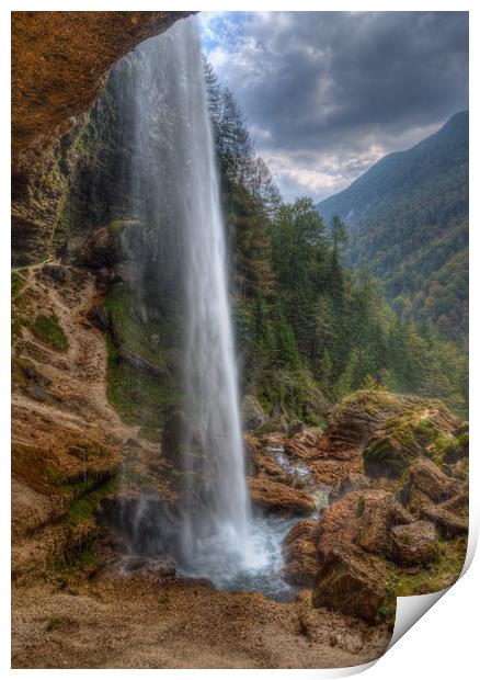 Pericnik waterfall in Slovenia Print by Sergey Golotvin