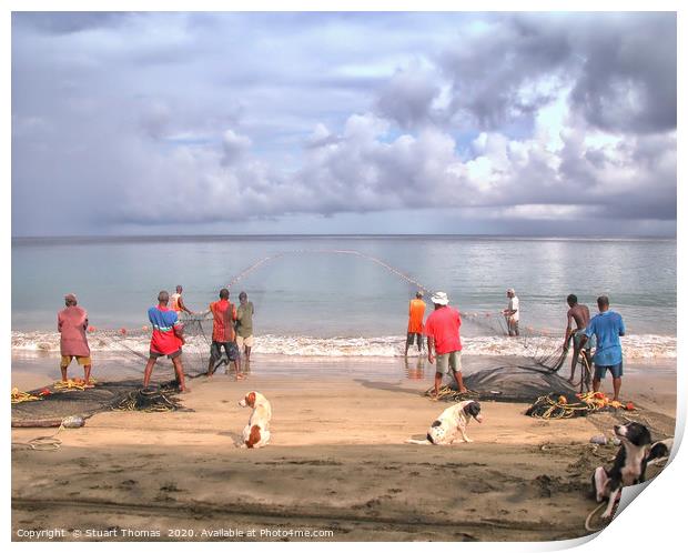 Beach Fishing in Tobago Print by Stuart Thomas