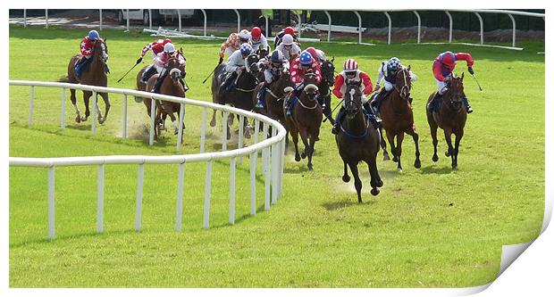 Galway Races Final Bend Print by patrick dinneen