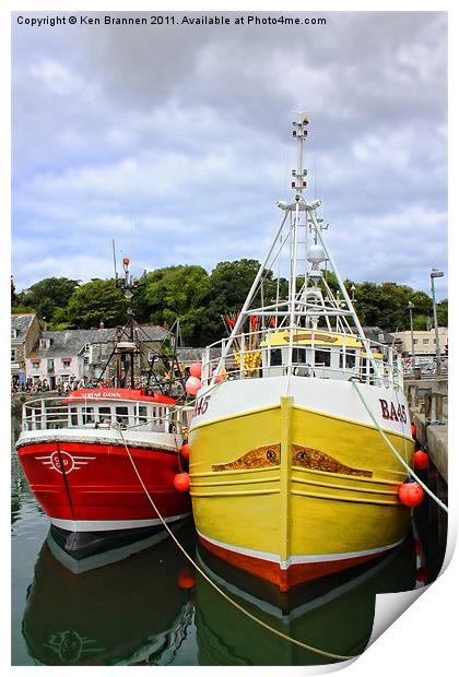 Padstow Fishing Boats Print by Oxon Images