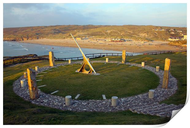 Perranporth Sundial Print by Oxon Images